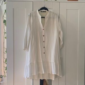 Zara White Button-Down Dress
